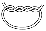 Illustration of surgical knot showing double-loop first throw - surgeon's knot